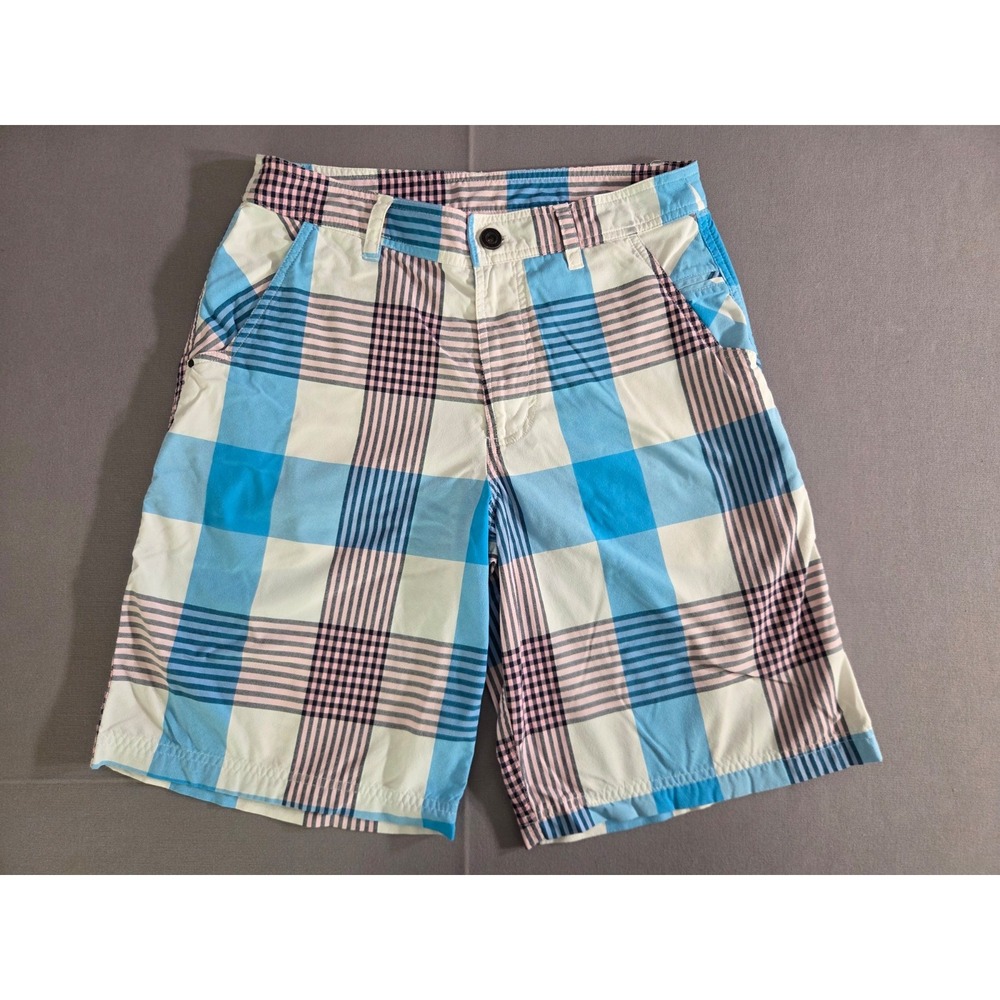 Lululemon Shorts Mens 30 Blue White Pink Plaid Kahuna Utility Chino Beach Relax